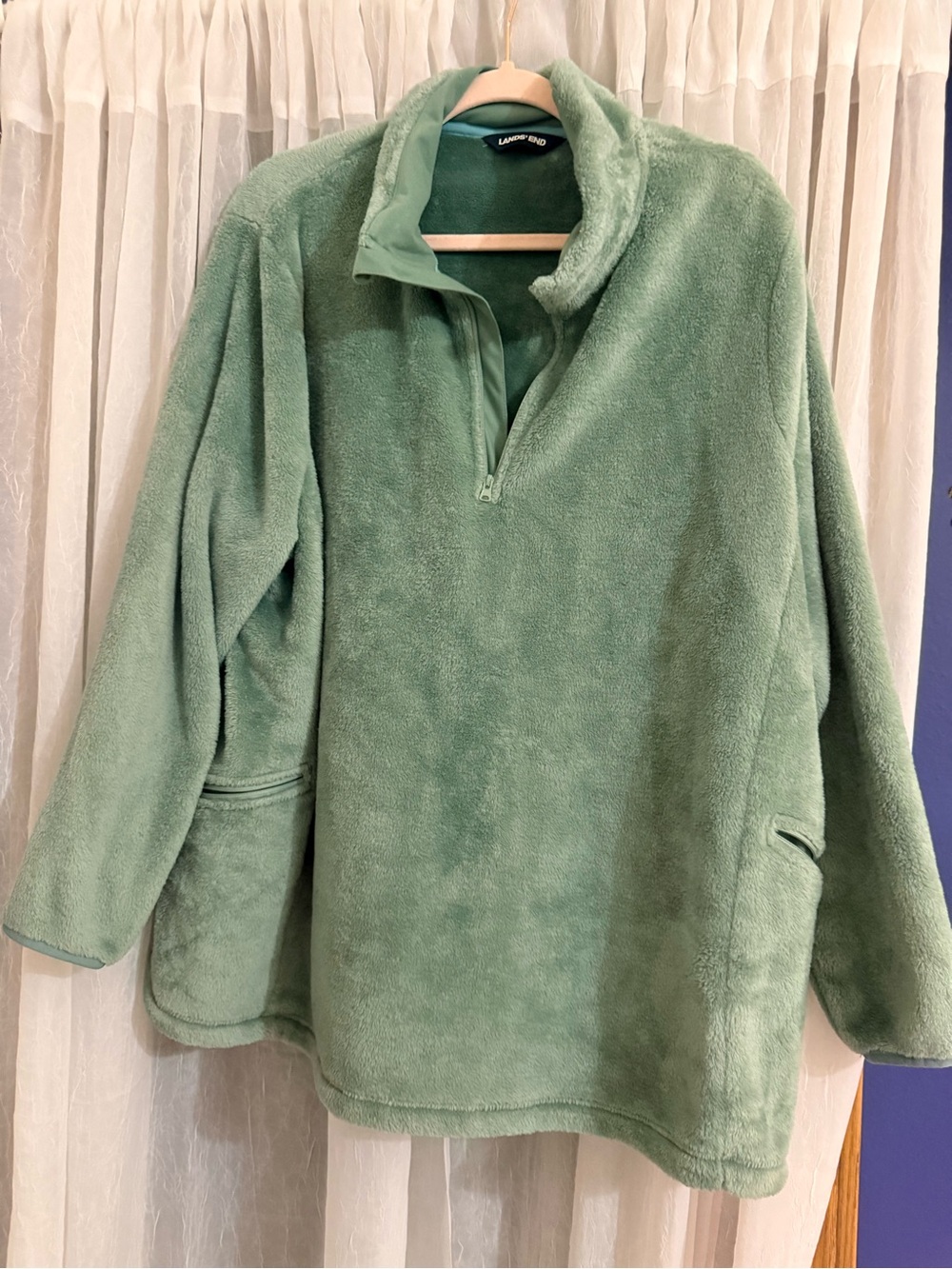Lands' End Women’s  Plush Half-Zip Sweater - Sage